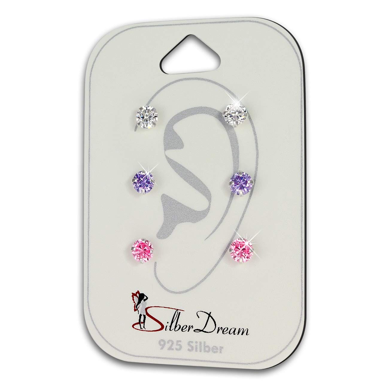 Silberdream Orecchini Pendenti 8mm Rosa Argento Rondella Zirconia Donna