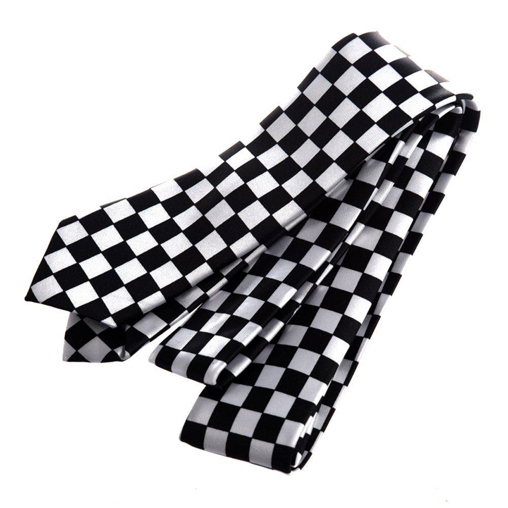KICHI Mens Black White Checkered Necktie Neck Tie