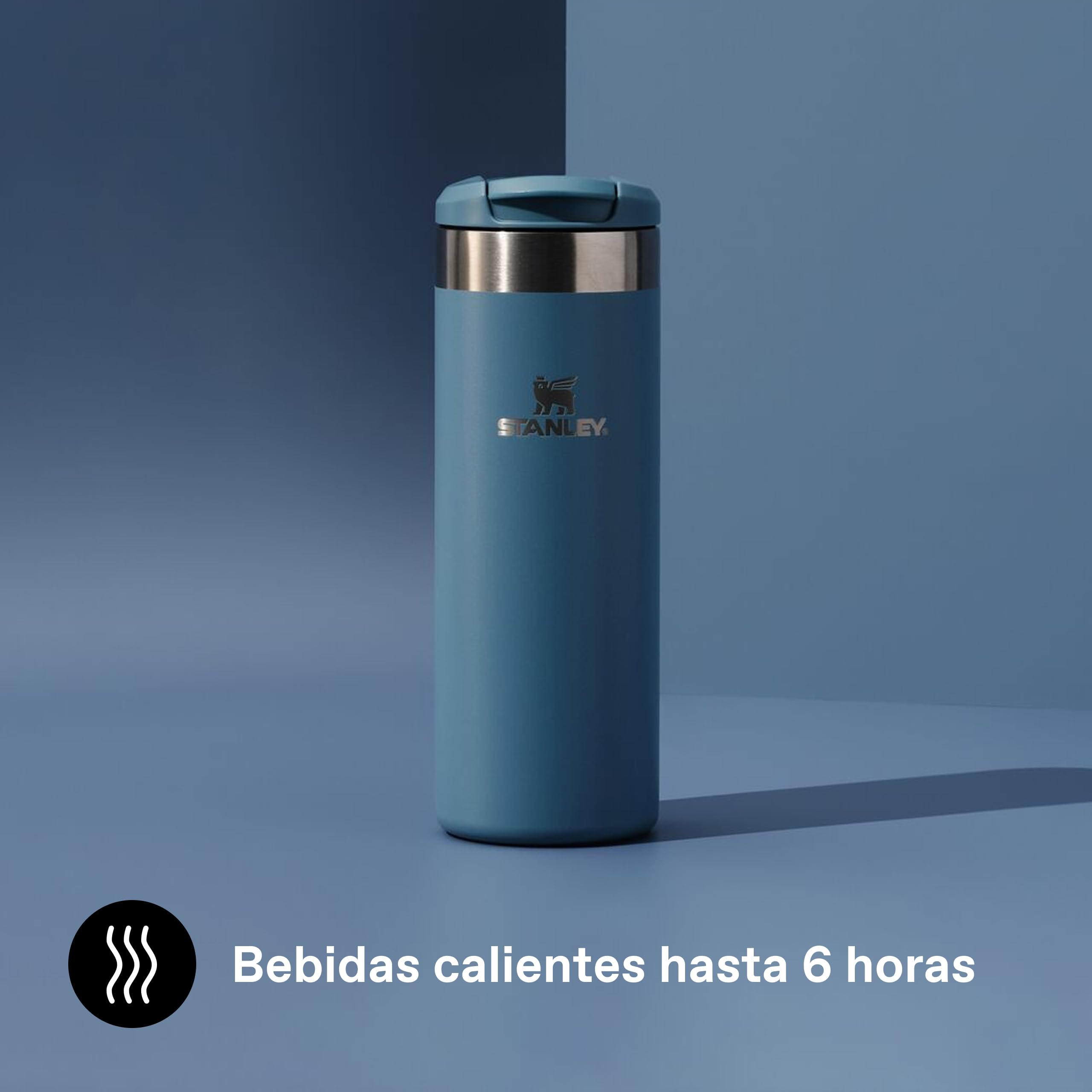 Stanley 1913 Aerolight Transit Termo Cafe para Llevar 0.47L - Mantiene el Calor Durante 8 Horas - Compatible con Soporte para Coche - Taza Café Antifugas - Apta Para Lavavajillas - Indigo