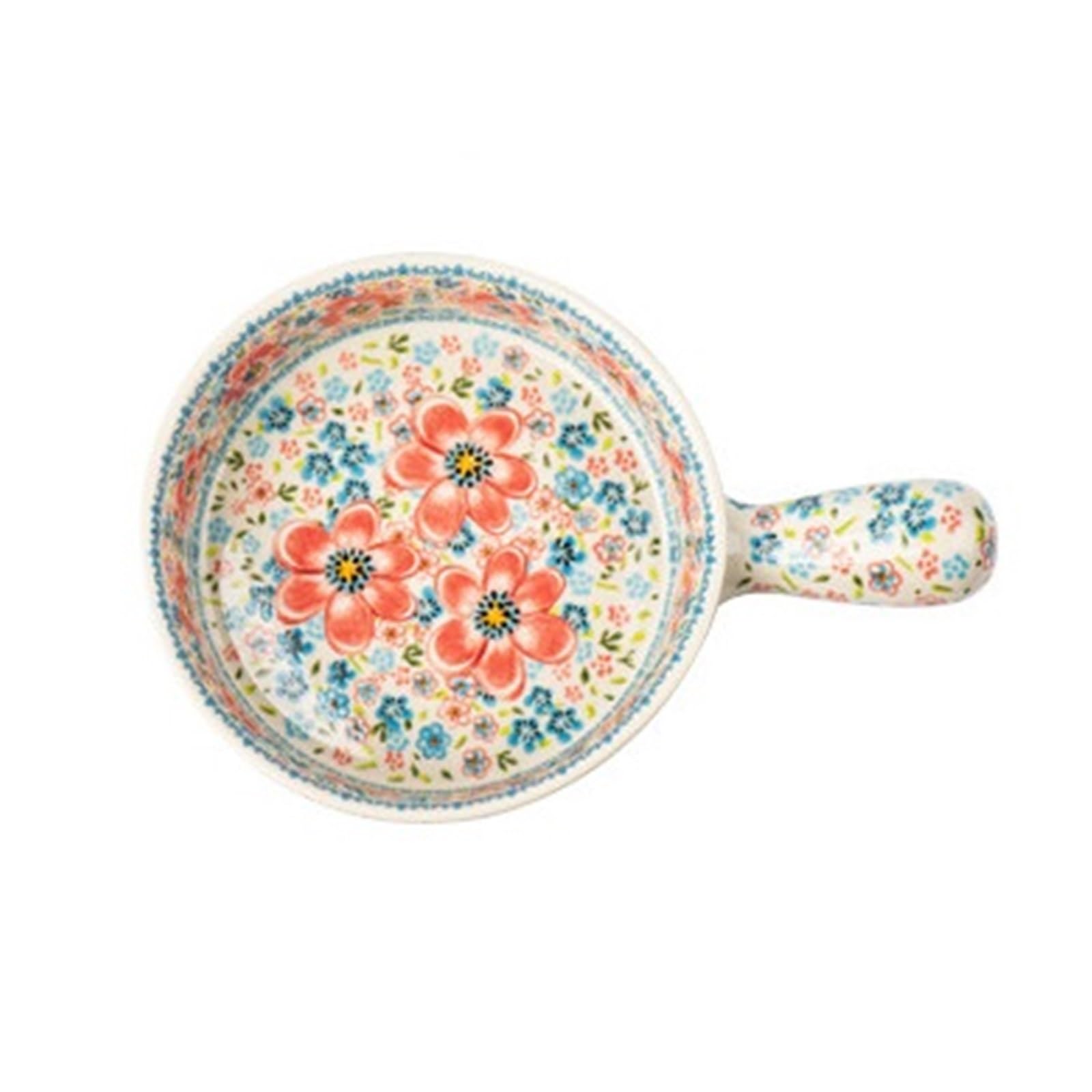 Plat Four Plat de Cuisson en céramique à Motif Floral et poignée Ronde Plat Gratin
