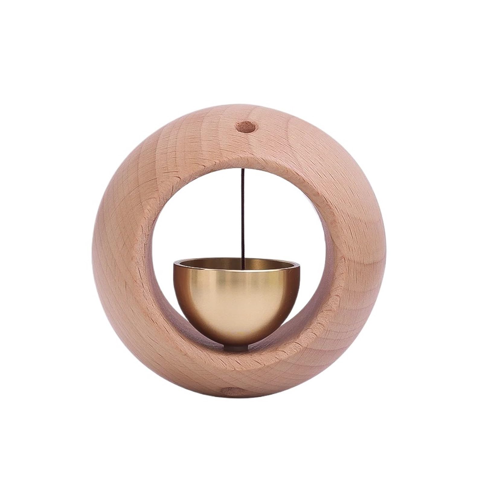 Ilumos Beech Japanese Style And Walnut Magnetic Wood Doorbell With Solid Brass Wind Chimes - Wireless Garden Pendant For Home Decor(Beech)