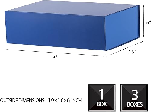 Miniatura 9 de Caja de regalo blanca extragrande de 19 x 16 x 6 pulgadas, enorme caja rectangular plegable con tapa cierre magnético para propuesta de padrino,