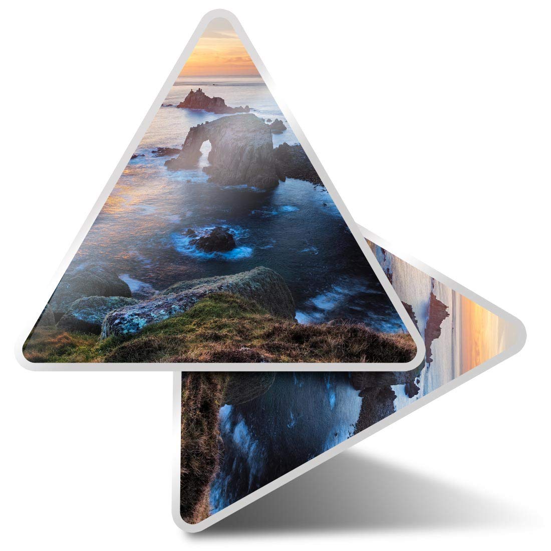 Destination Multi 2 X Triangle Stickers 7.5Cm - Lands End Cornwall England Uk Fun Decals For Laptops,Tablets,Luggage,Scrap Booking,Fridges #45509