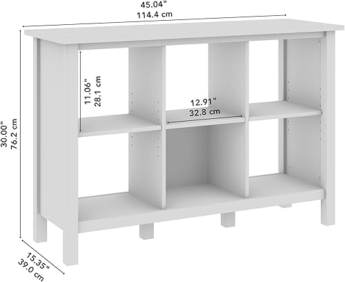 Miniatura 3 de Bush Furniture Broadview - Organizador de 6 cubos en blanco puro Almacenamiento para el espacio de trabajo de oficina en casa