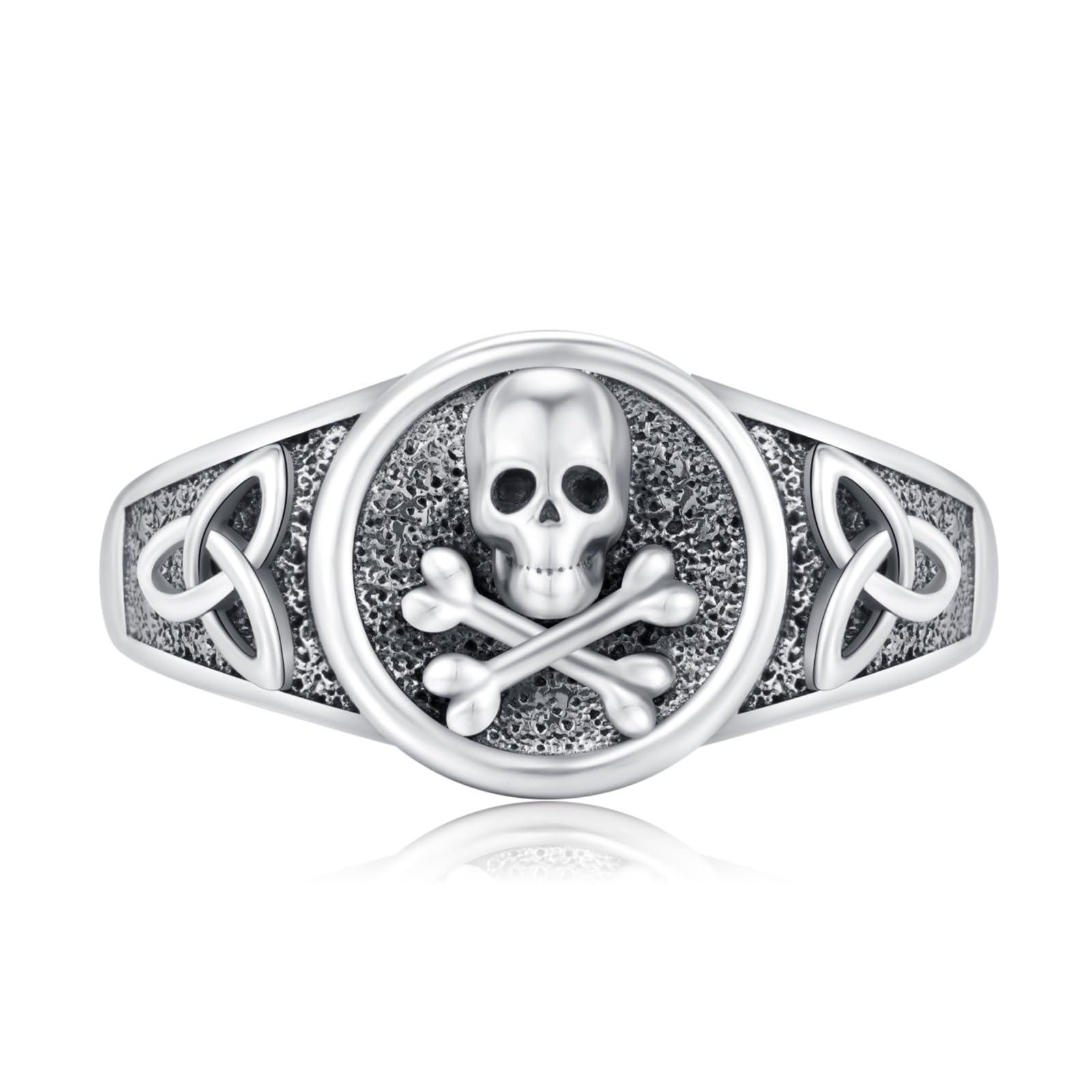 CHENGHONG Anillos de calavera para hombre, plata de ley 925, ajustable, unisex, joyería de calavera, regalos para hombres y mujeres, Plata de ley