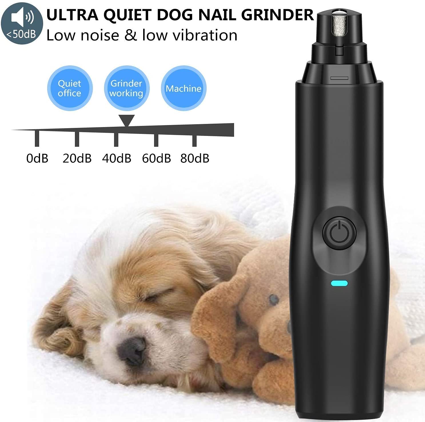 Tongeurs à Ongles pour Animaux de Compagnie, Chargement USB, Polissage Facile, Super Silencieux 3 Modes pour Grand Milieu Petits Chiens et Chats