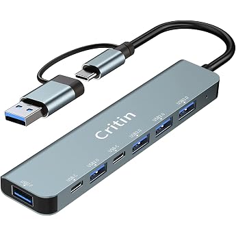 7-in-1 USB-C Hub USB 3.0 Multiport Splitter Adapter with 3.0 2.0 Ports USB Splitter Compatible with MacBook Air/Pro Galaxy iPad Windows Laptop Desktop PS4/PS5
