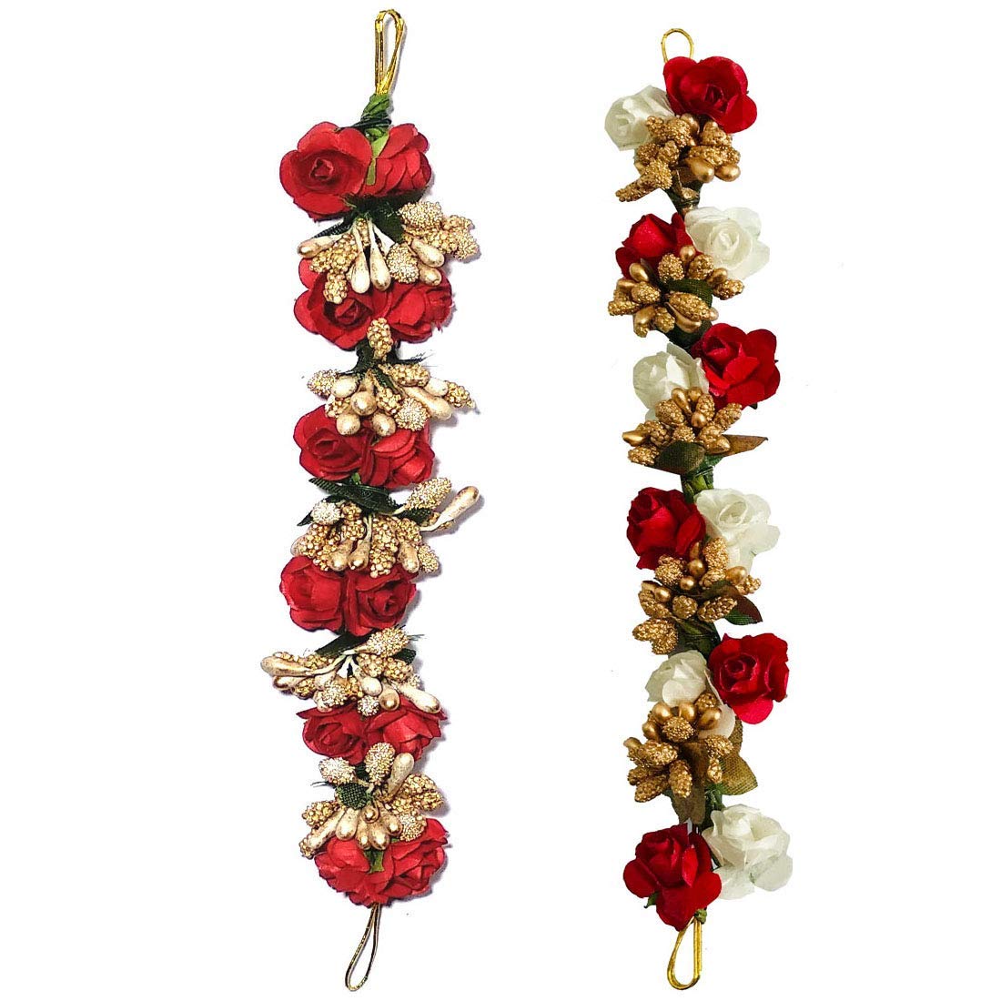 Maahal Artificial Flower Gajra Bun Juda Maker Hair Accessories for Women and Girls | Pack of 2 | White & Red (B089GVXVCT) Amazon Price History, Amazon Price Tracker