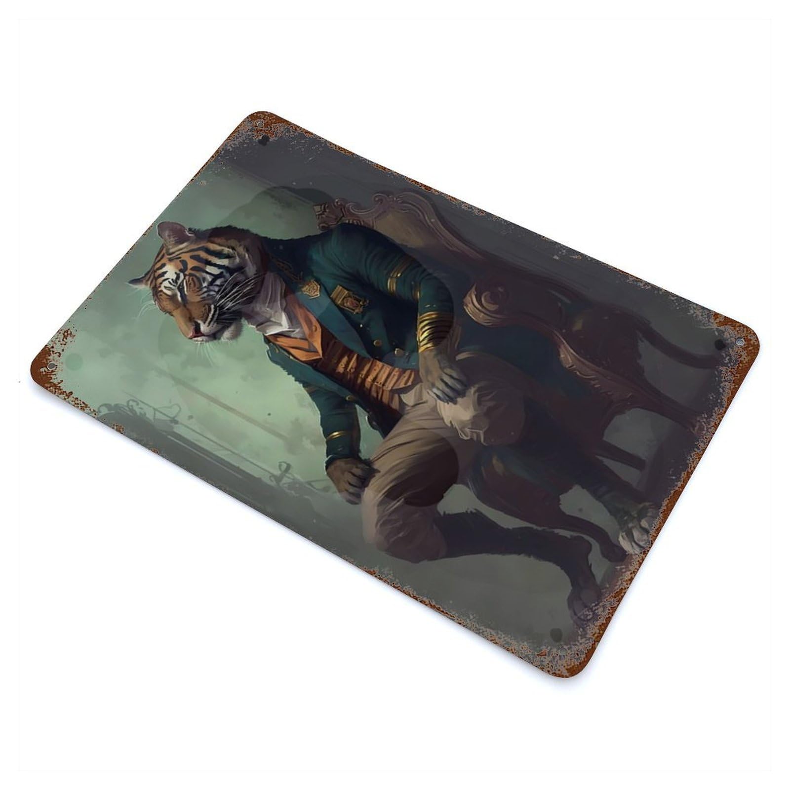 Tiger Unreal Rusty Metal Tin Sign 11.8"x7.9", for Pub, Kitchen And Man Cave Decor, Farmhouse Wall Decor