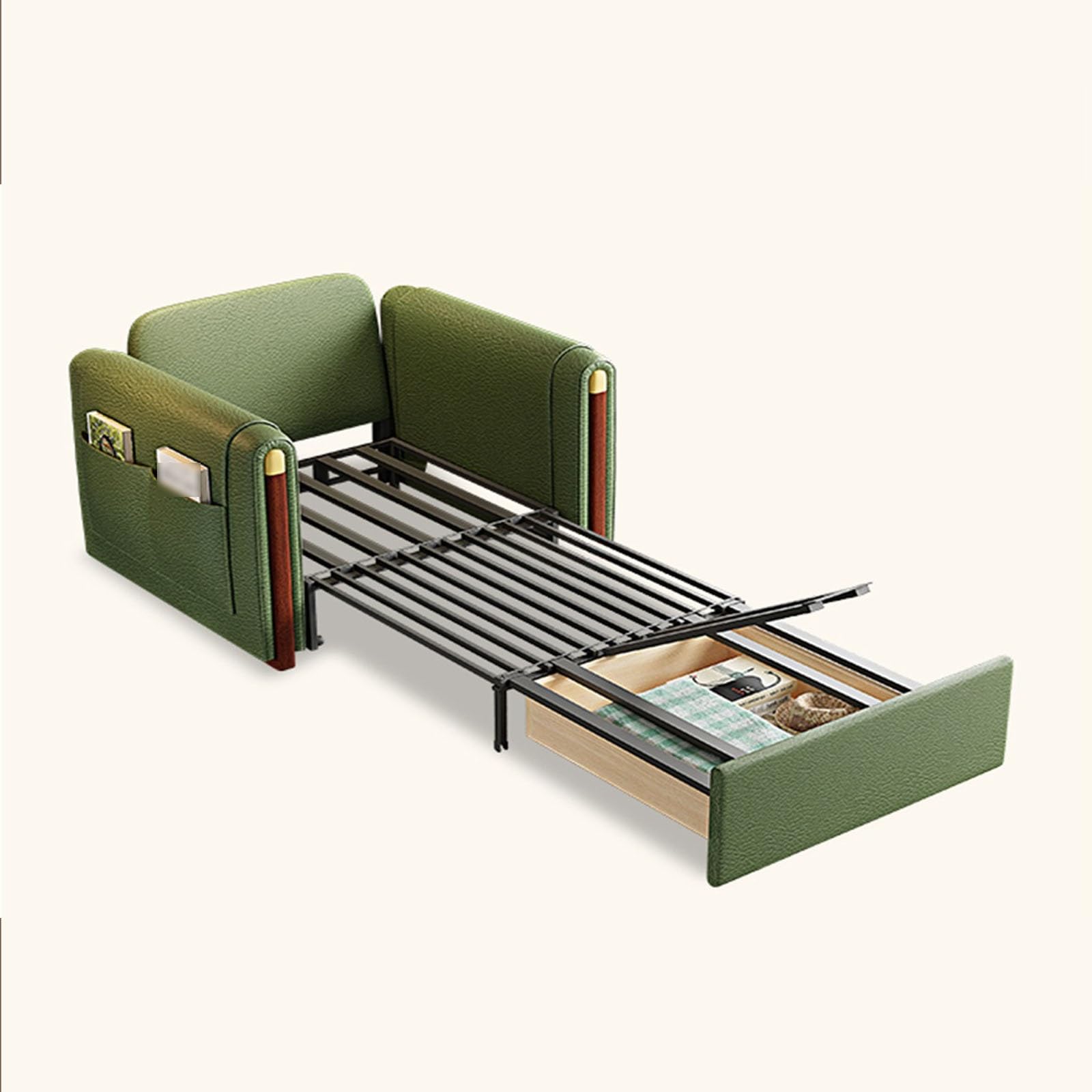 Fotel rozkładany Składana sofa, rozkładany fotel, nowoczesna rozkładana sofa z rozkładanym łóżkiem i schowkiem do salonu, sypialni, balkonu