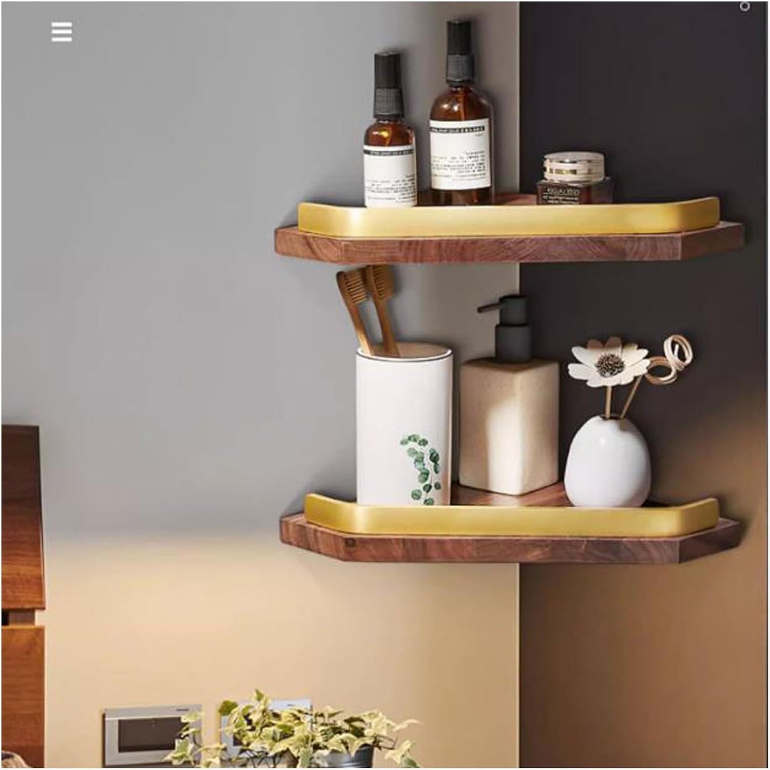 Wall Mounted Shelf Wall Mounted Corner Shelf Storage Rack Set of 2 for Living Room Bedroom Easy to Install