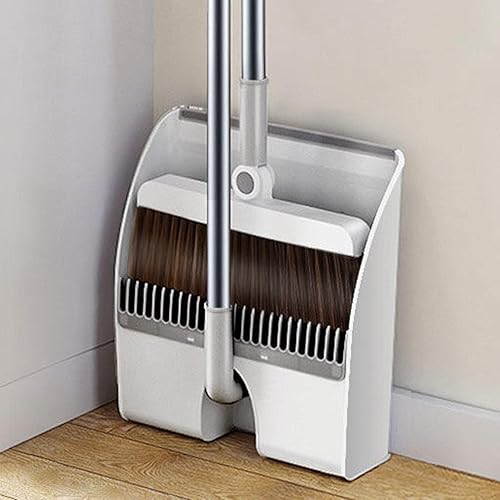 WMGoods Juego de escoba corta y recogedor, juego de escoba giratoria de 180 grados para interiores, juego de escoba y recogedor, escoba de 34