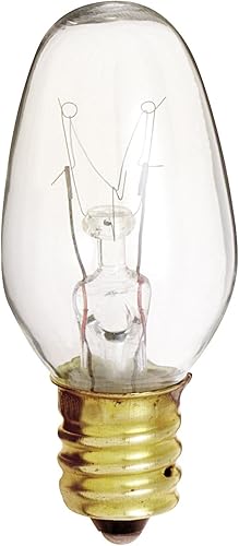 Satco S4725 - Bombilla nocturna 7C7 con base de candelabro (120 V, 4 tarjetas, 7 vatios), transparente