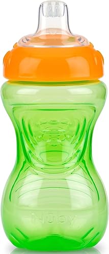 Miniatura 4 de Nuby Paquete de 2 vasos antiderrames de fácil agarre, 10 onzas, aguamarina y amarillo