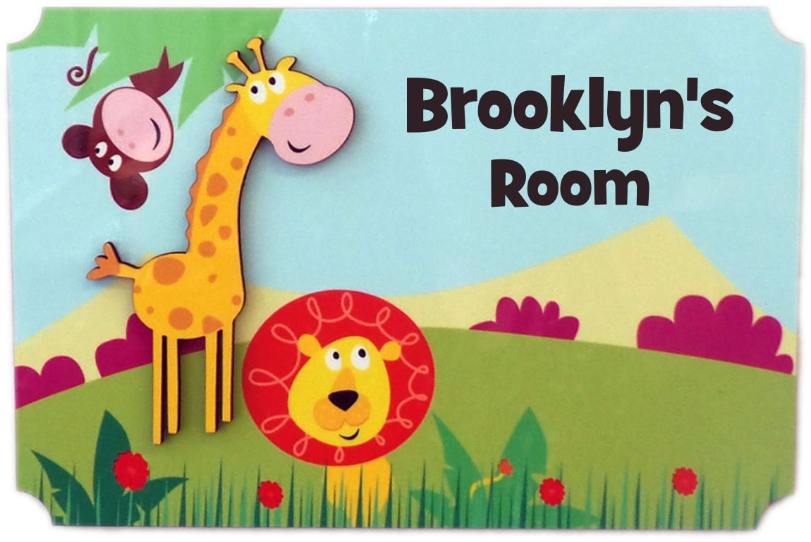 Plaque de porte 3D Girafe Brooklyn's Room personnalisable prénom enfant
