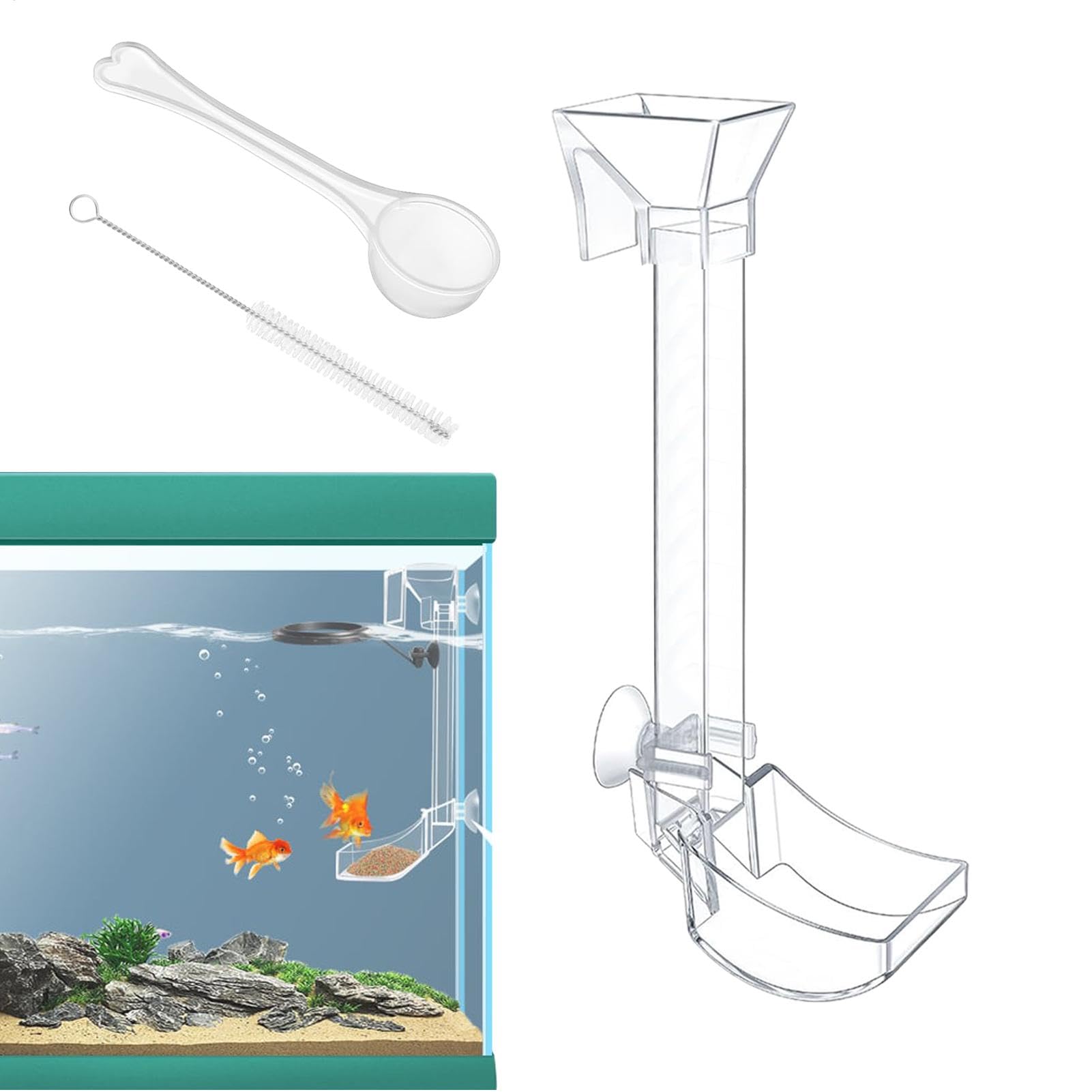 Fish Feeding Tube Clear Fish Feeder Tray Dish Set Kit Shrimp Feeding Tube