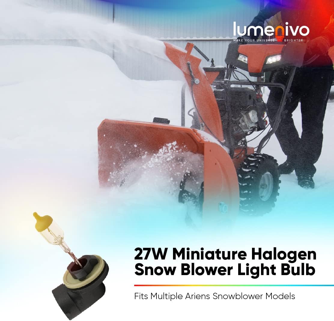 review Replacement for Ariens 00432600 Snow Blower by Lumenivo - 27W Miniature Halogen Snow Blower Light Bulb with Plastic Right Angle Prefocus Base - Clear - 12.8V - 1 Pack