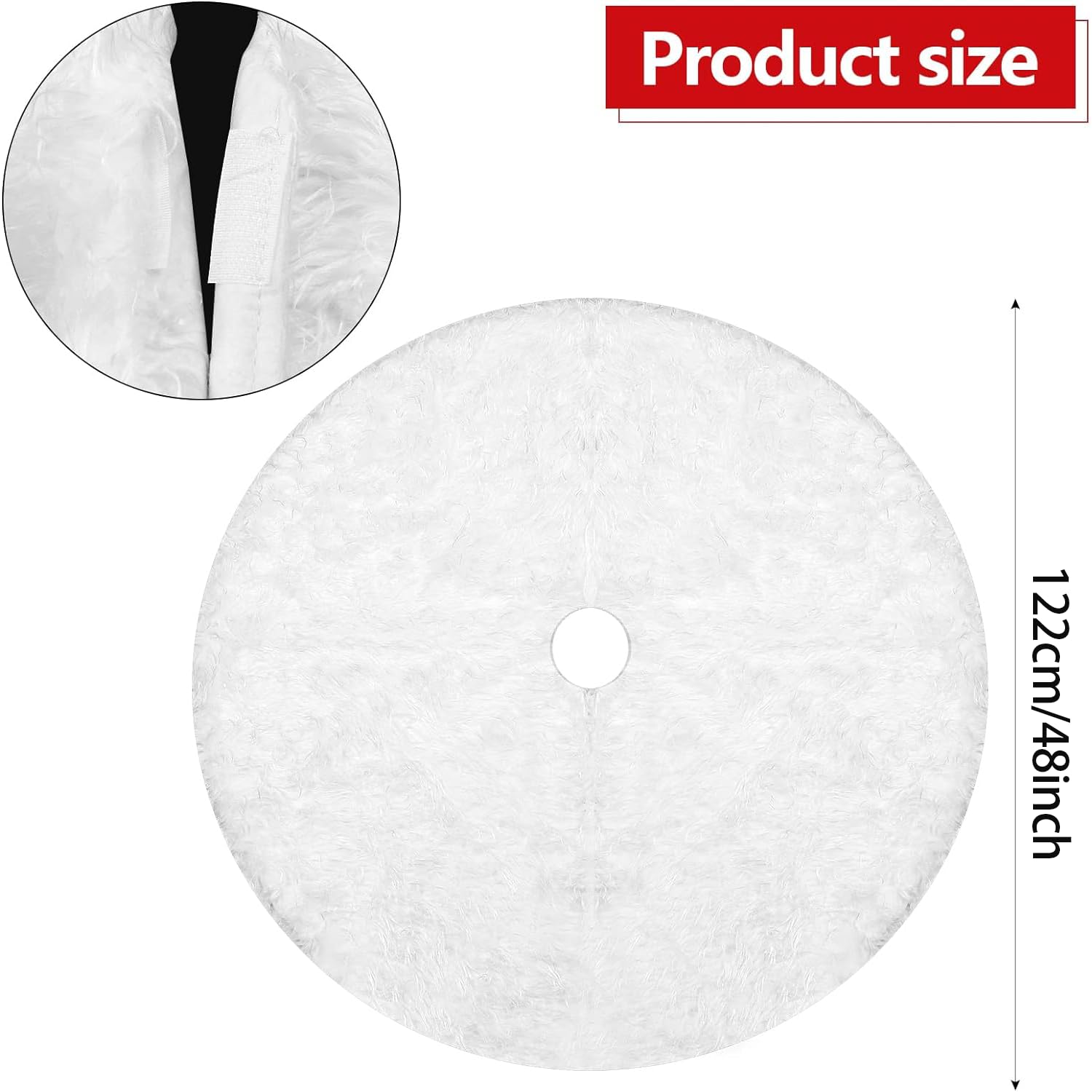 Dreamhigh Jupe de Sapin de Noël Blanc 122CM, Tapis en Peluche Couvre Pied pour Arbre de Noel Decoration