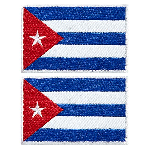 stidsds Paquete de 2 parches bordados de bandera de Cuba, banderas cubanas, parches tácticos militares para ropa, sombrero, mochilas, decoraciones de orgullo