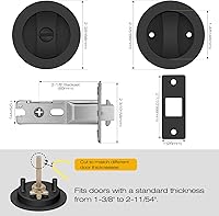 Vista 7 de EHOMEWARE Paquete de 2 herrajes negros para puerta de bolsillo, manijas de puerta de bolsillo de privacidad sin llave, cerraduras de puerta