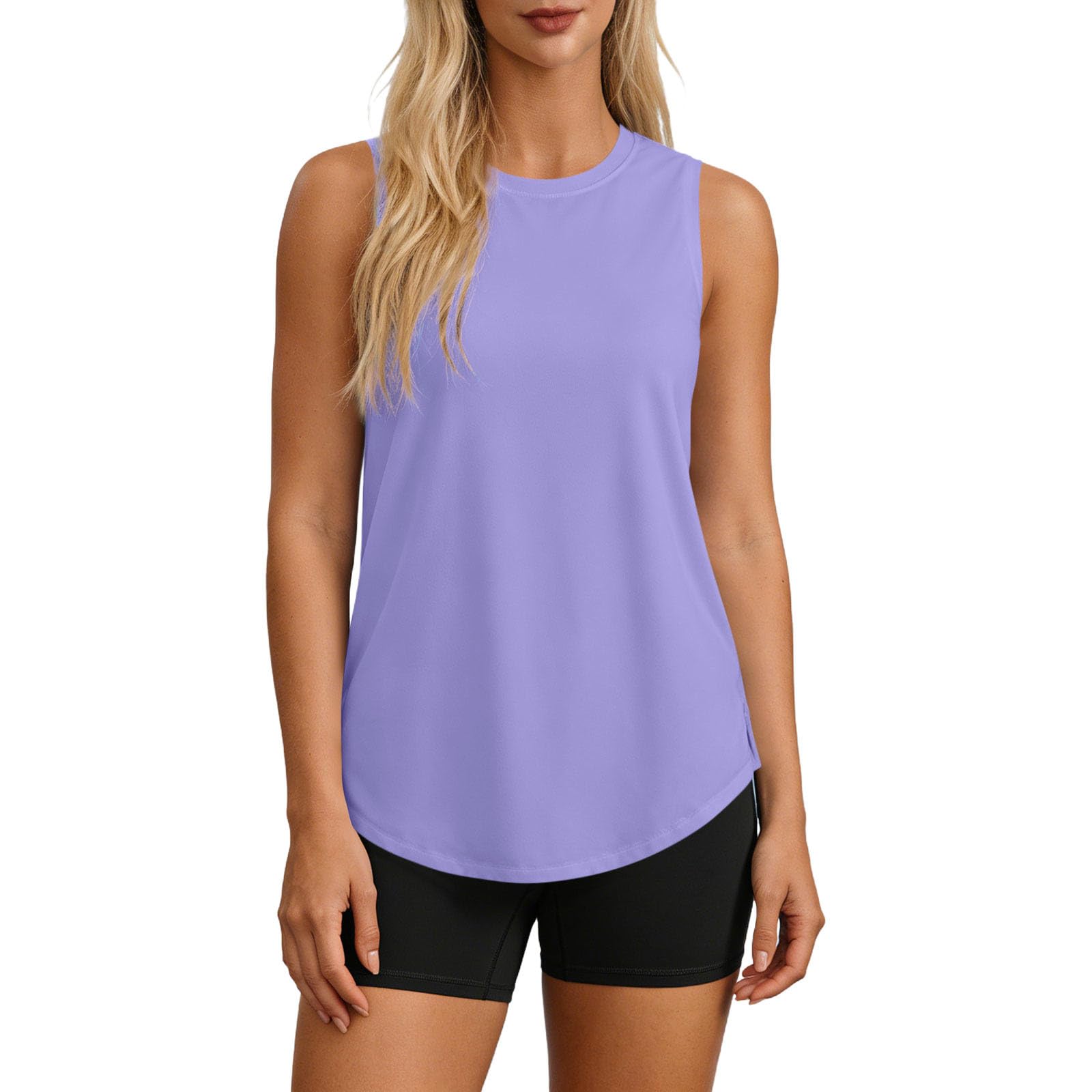 Sleeveless Workout Shirts for Women Lightweight Quick Dry Tank Tops Breathable Athletic T Shirt Basic Tee for Running — view 13