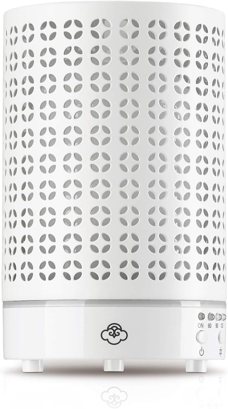 Serene HouseUltrasonic Cosmos Aromatherapy Cool Mist Diffuser - Optional 7-Color Ambient Lights, Timer Control, Automatic Shut-Off - White Metal, 90ml