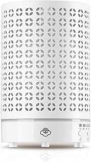 Serene House Ultrasonic Cosmos Aromatherapy Cool Mist Diffuser - Optional 7-Color Ambient Lights, Timer Control, Automatic Shut-Off - White Metal, 90ml