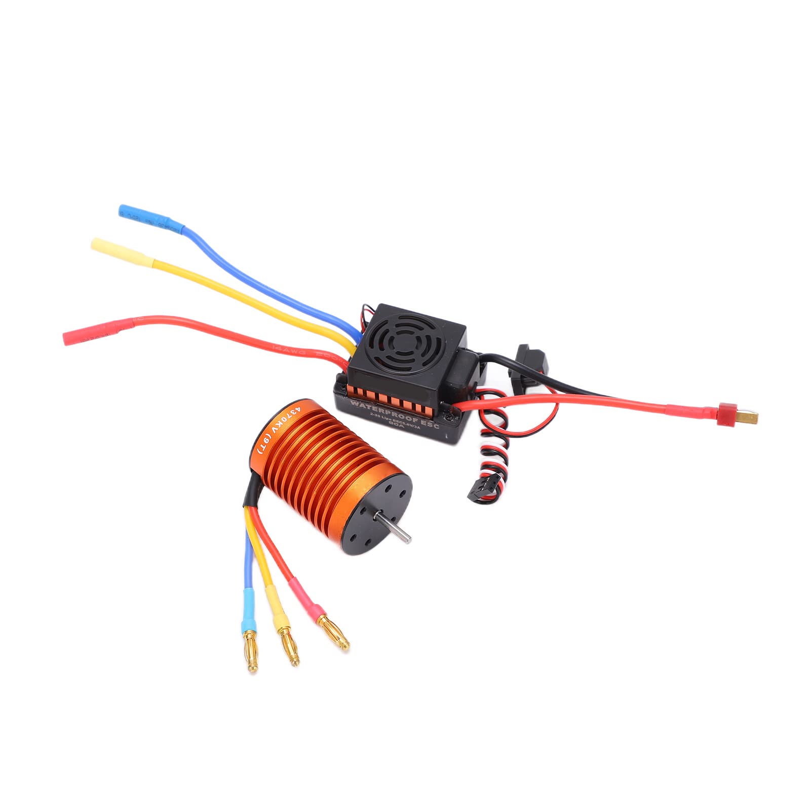 Zestaw Silnika Bezszczotkowego RC, Zestaw Silnika Bezszczotkowego 4370KV 4P z Wodoodpornym Bezszczotkowym Elektronicznym Regulatorem Prędkości 60A Zestaw Silnika Bezszczotkowego RC do Samochodu RC
