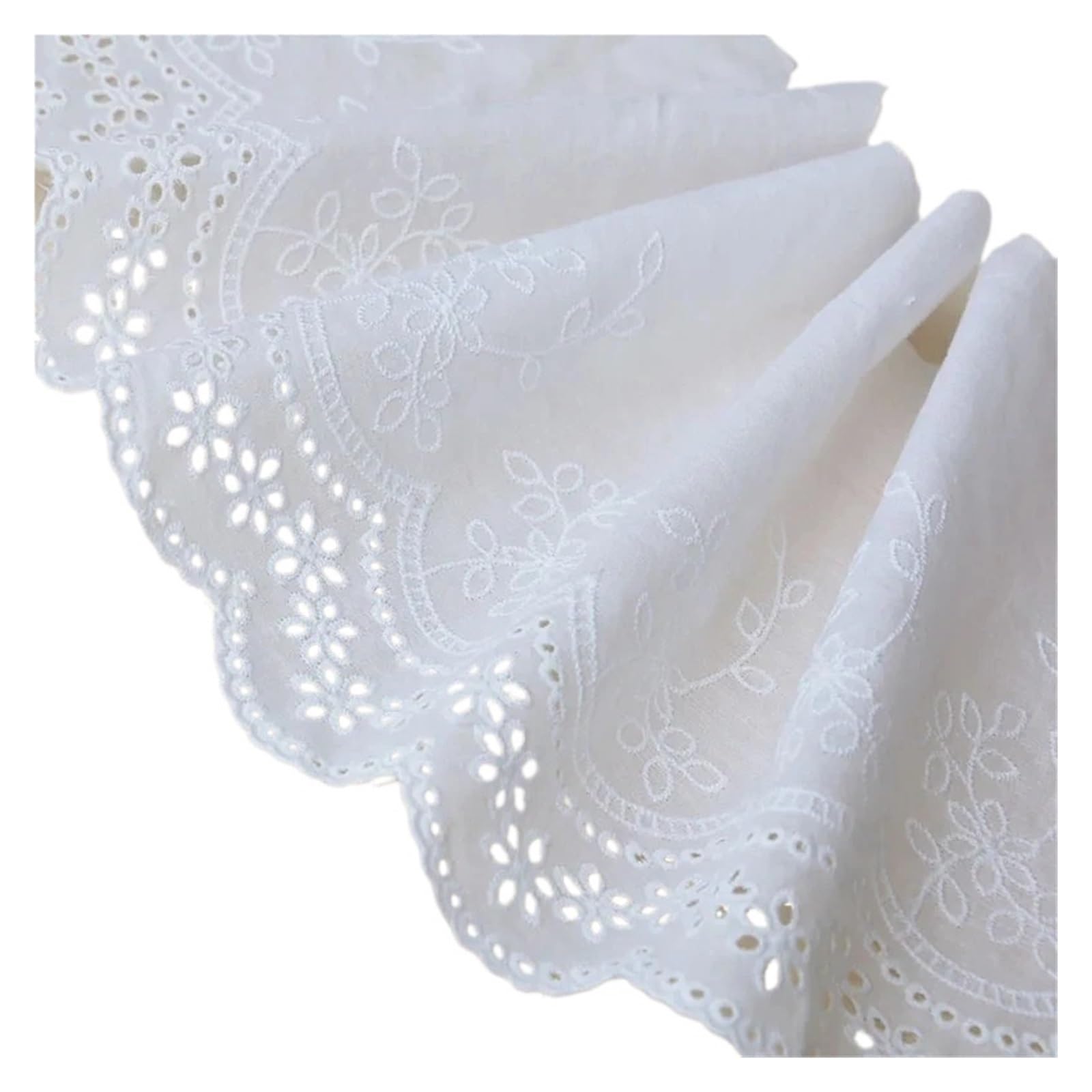 Cinta de Encaje 19,5 cm algodón puro 1 yarda encaje de blanco material ancho a mano cortina tela accesorios DIY para Decoración de Bodas(9.8-10yards)