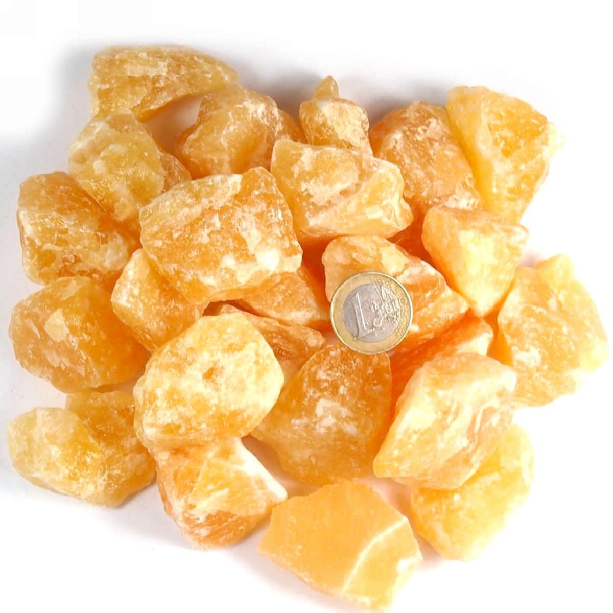 Orangencalcit Rohsteine Ø ca. 30 – 50 mm Edelsteine Heilsteine Wassersteine Glückssteine (Packung Nr. 4 mit 5 Kg)