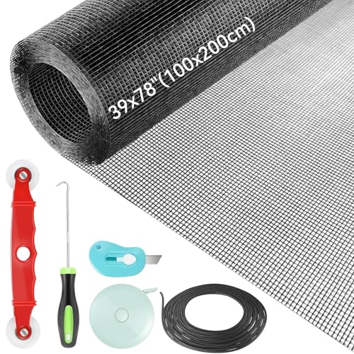 Catálogo para Comprar On-line Mosquiteras que Puedes Comprar On-line. 43 CSJD@J Kit De Reparación De Malla De Fibra De Vidrio Resistente Con Herramientas,Repelente De Insectos Para Ventanas,Puertas,Patios Y Porches. (Negro, 39x78'(100x200cm))
