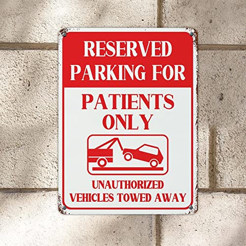 DecStic Warning Tin Sign Reserved Parking for Patients Only Road Tin Plark 40.64x30.5 cm UV �v���e�N�g �t�F�[�h ���W�X�^���X ���^�� �v���[�N �u���L�Ŕ� �z�[��