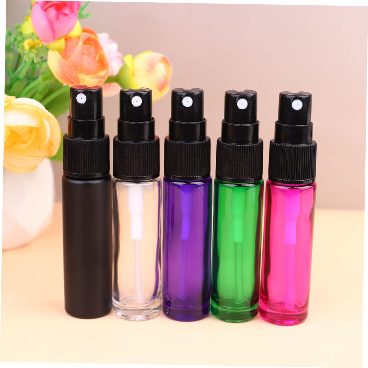 WOONEKY 10ml Glas Parfüm Sprühflasche Violett, Wiederbefüllbar | Ätherische Öle, Tragbar für Reise und Draußen, 20 Stück Pack, Kompakte Zerstäuberfläschchen