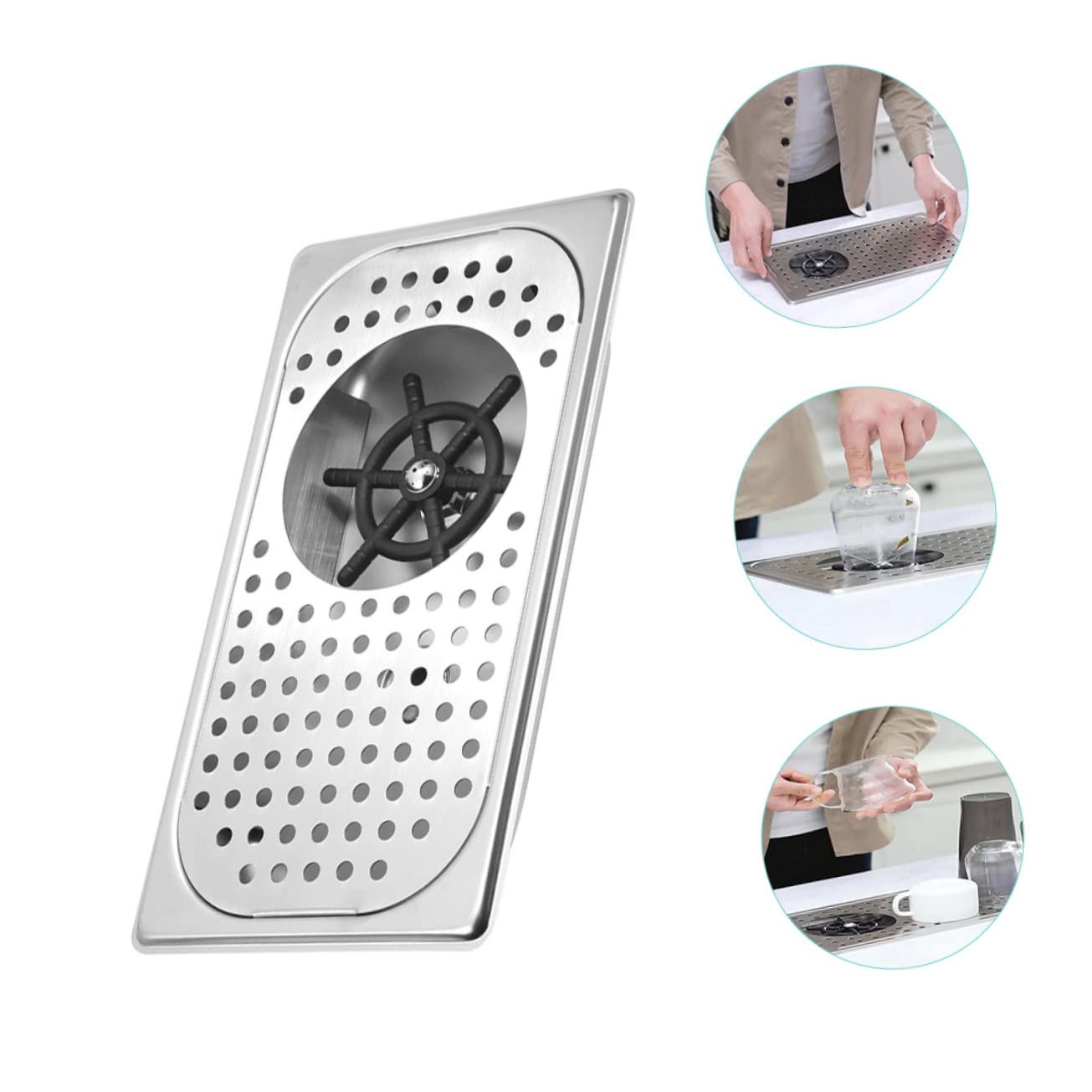 Veemoon 1juego Lavavasos De Inoxidable Rinser Automático Para Fregadero De Cocina Limpieza De Copas y Botellas Para Bares y Restaurantes
