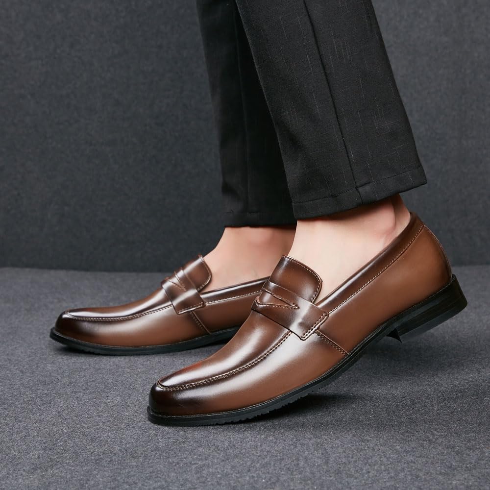 Mocasines de piel auténtica para hombre, zapatos de vestir casuales de negocios, zapatos de conducción para hombre