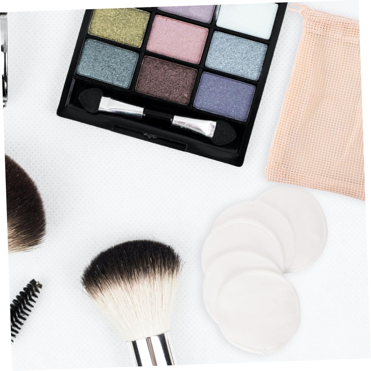 SOESFOUFU Facial Makeup Remover Pads 6pcs Reusable Bamboo Fiber Pads Gentle Comfortable for Daily Skincare Carry Bag