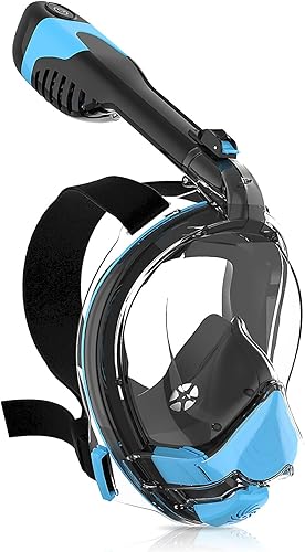 Máscara de esnórquel de cara completa para adultos, equipo de esnórquel con el último sistema de tapa seca, sistema de flujo de aire patentado con