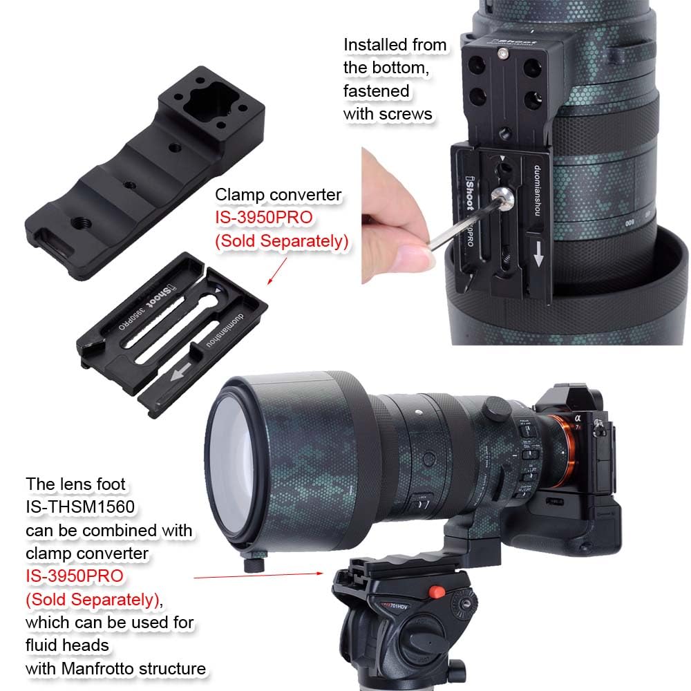 Supporto per anello di ricambio per collare, per treppiede, compatibile con Sigma 150-600 mm f/5-6.3 (DG DN OS Sports) (DG OS HSM Sports); 60-600 mm f/4.5-6.3 (DG DN OS Sports) (DG OS HSM Sports)