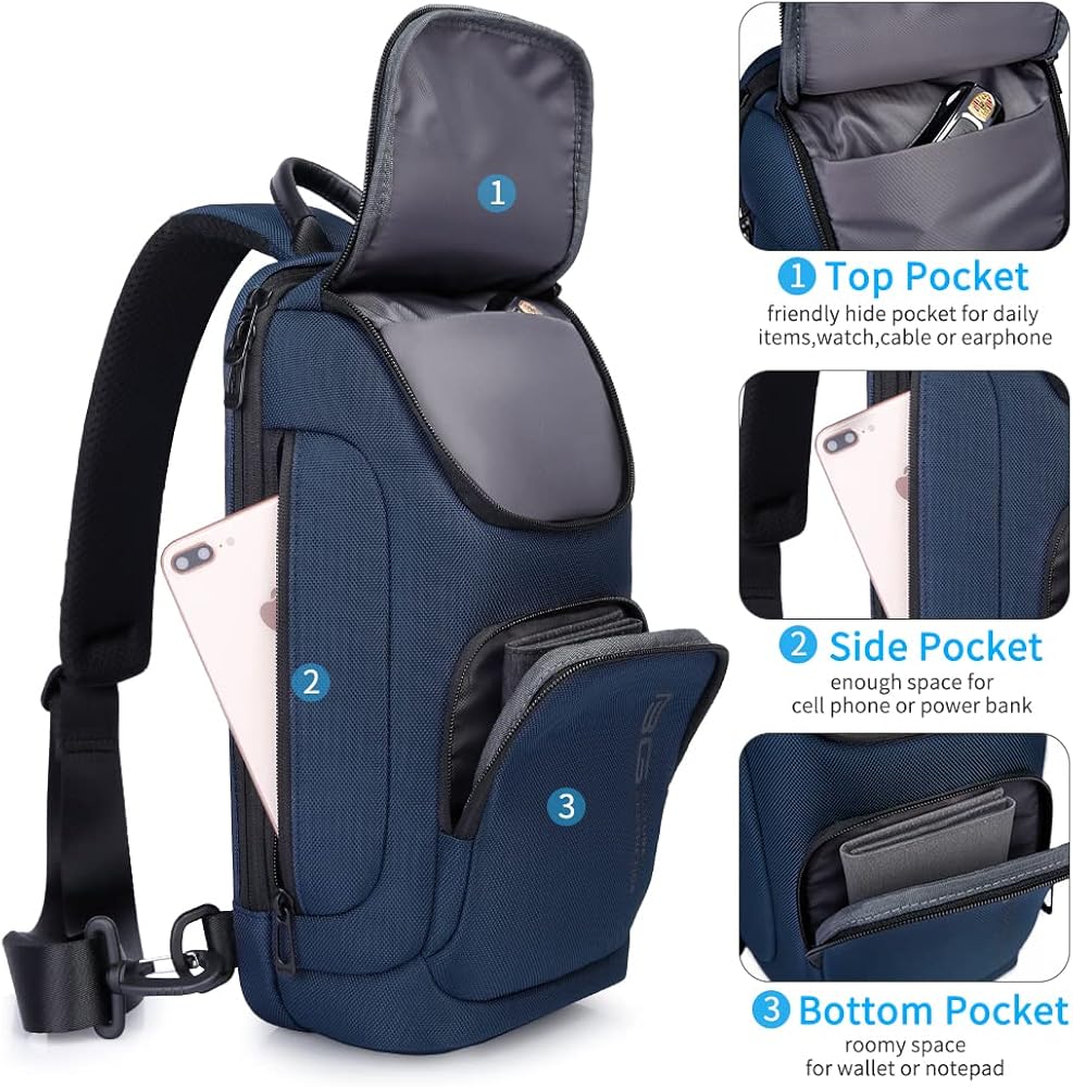 Miniatura 3 de BANGE Bolso bandolera impermeable para hombre bolsa de hombro para hombre mochila cruzada para hombre