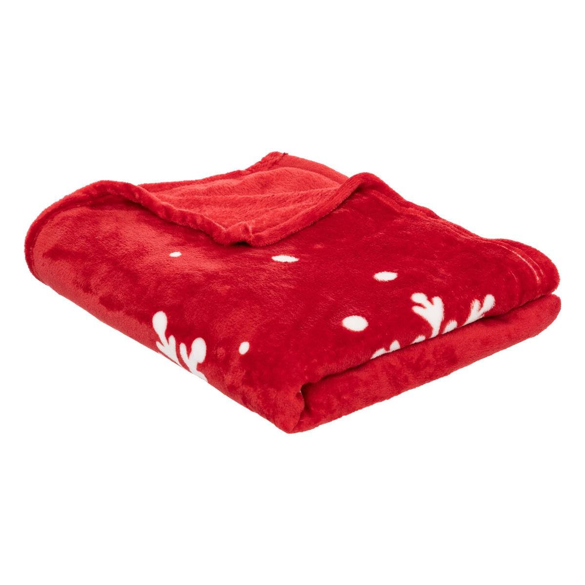 Plaid rouge Merry Christmas Atmosphera couverture de Noël jeté de canapé 130x180 cm
