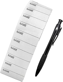 100 Pcs Name Tags with Pen Iron on Name Labels Washable Name Tapes Woven Clothing Name Labels for Clothes School Uniform Bags Towels Hats Gloves Scarves for Nursing Care Rest Home