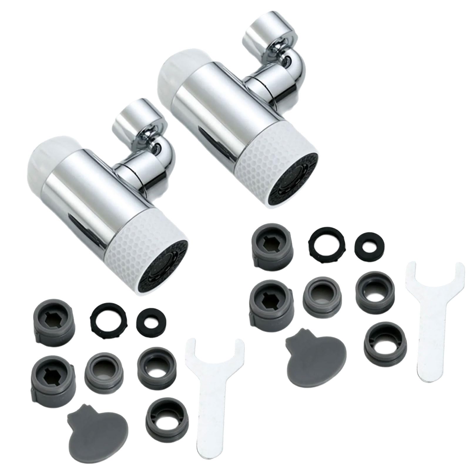 Msioytog 2 Pack Multifuntional Rotating Faucet Aerator Rotating Faucet Extender Bathroom Adapter Attachment Metal Texture Foam Sprayer