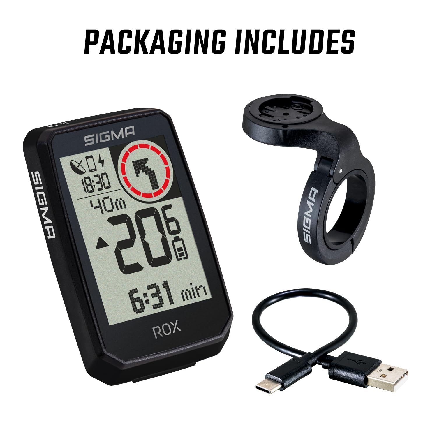 SIGMA ROX 2.0 Endurance Black | 26h Akkulaufzeit | kabelloser Fahrradcomputer | GPS und Navigation inklusive OVERCLAMP Butler |Outdoor GPS Navigation | E-Bike Kompatibel