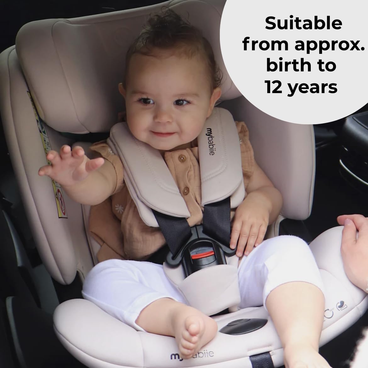My Babiie MBCS400 360° Spin R129 - Asiento de coche para bebé - Pierna de apoyo, ISOFIX, nacimiento a 12 años (40-150 cm), i-Size, ERF, grupo 0+/1/2/3, giratorio 360 - Leopardo rosa