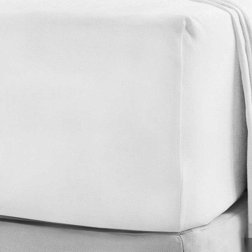 Extra Deep Flannelette Fitted Sheets 100% Brushed Cotton Thermal Plain Super Soft Warm Cosy 40cm 16" Deep Fitted Sheets (White, Single)