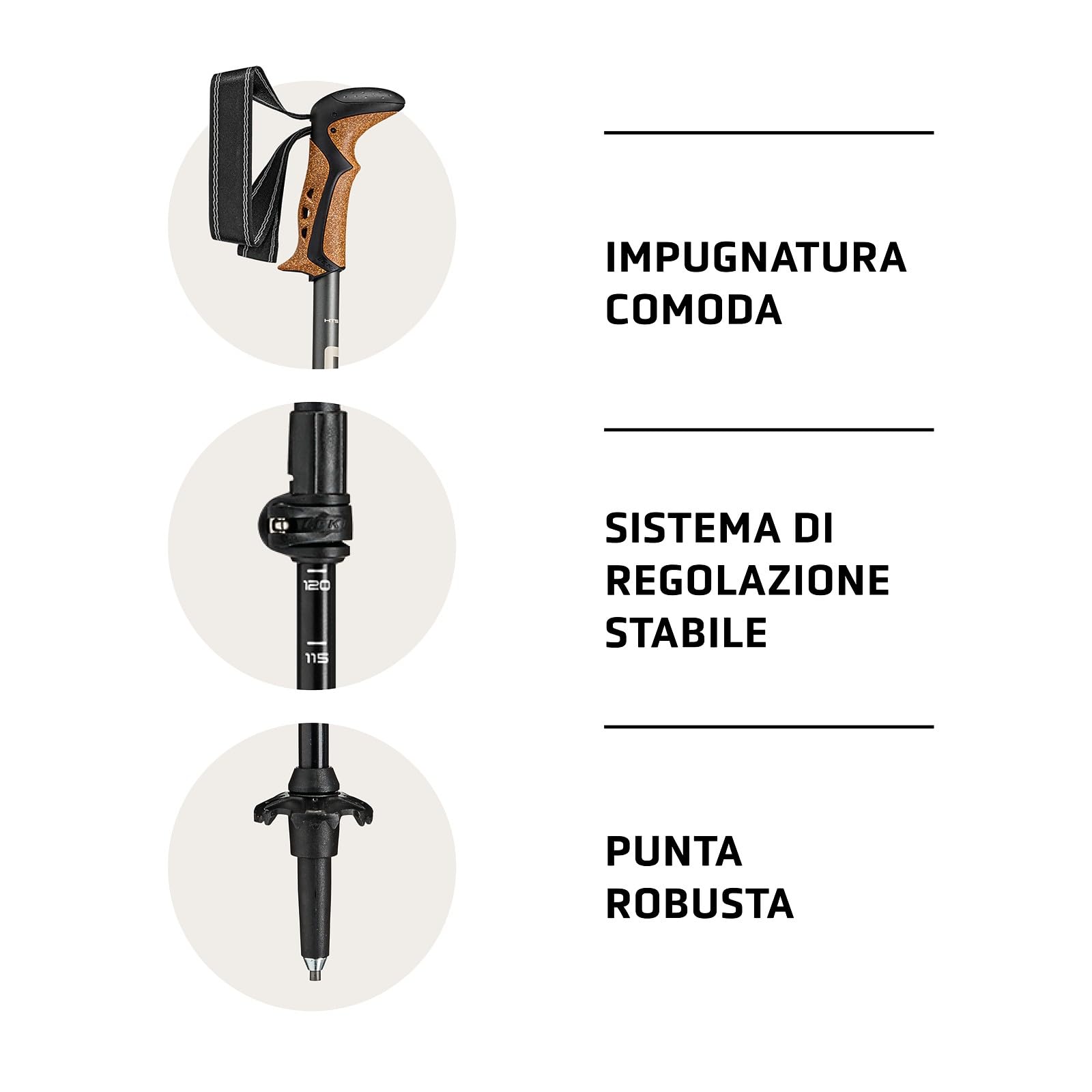 LEKI Khumbu Lite Bastoncini da Trekking Uomo & Donna | bastoncini da trekking leggeri e regolabili in alluminio con piattello da trekking