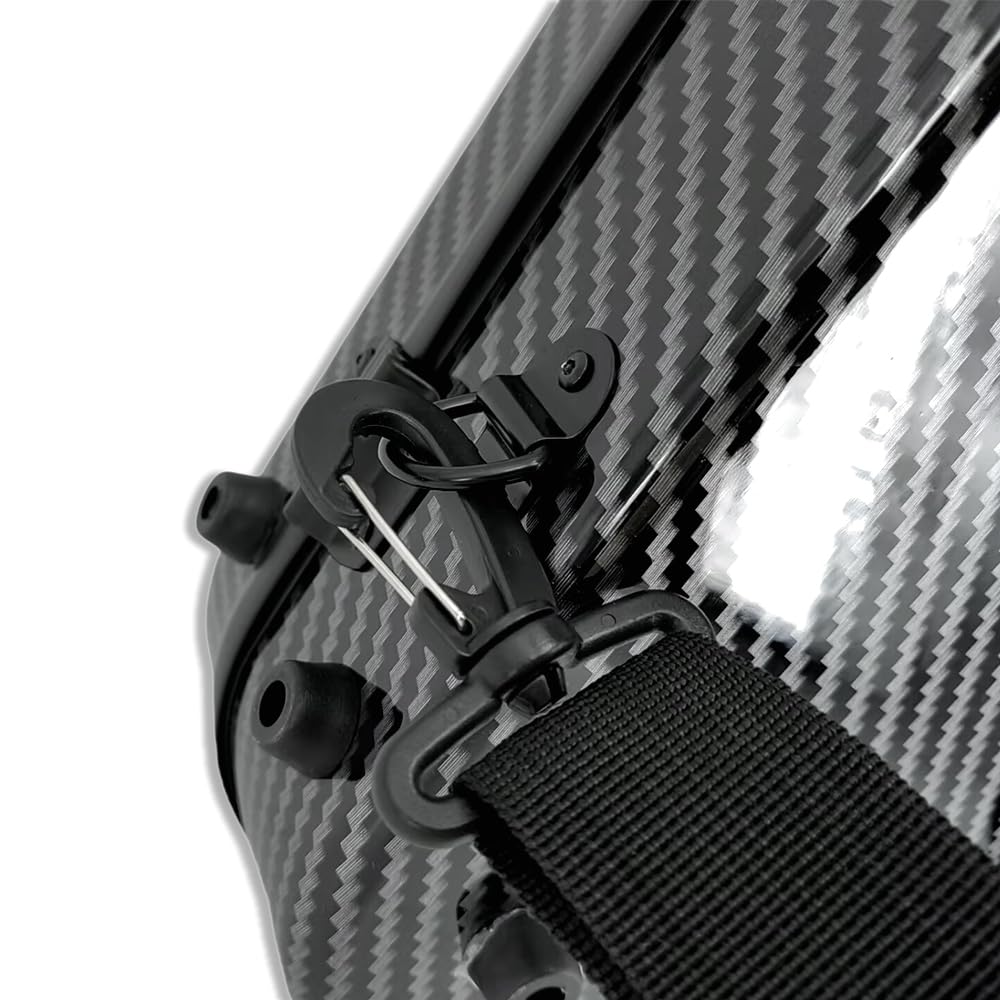 Custodia per Violino 4/4 in Fibra di Carbonio e Vetro, Oblunga, Forte e Luce, Borsa per Spartiti Musicali, Naturale (Nero)