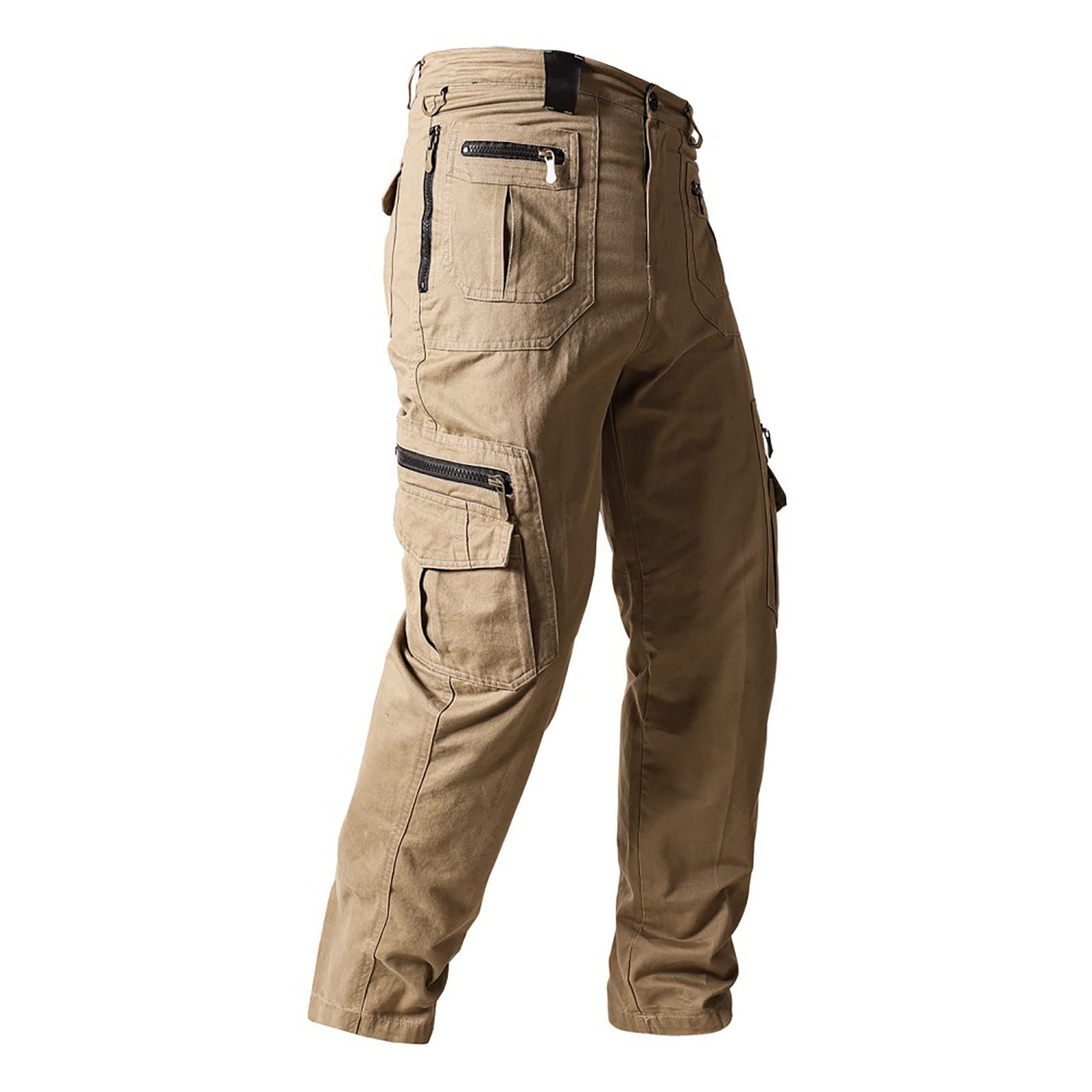 Pantalon de travail cargo tactique pour homme avec poches zippées - Grande taille - Mélange de coton durable - Pantalon multi-poches pour l'extérieur, la randonnée, le camping