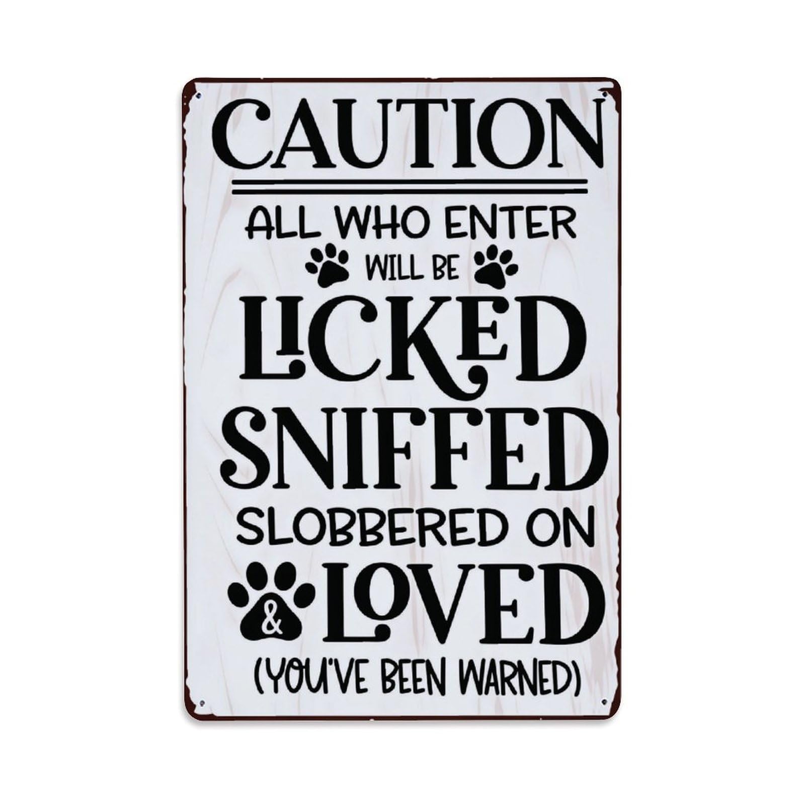 Funny Dog Paw Print Caution Pet Decor Sign Vintage Aluminium Metal Sign, Retro Wall Decor for Home, Bar, Garage & Farmhouse 30x20cm
