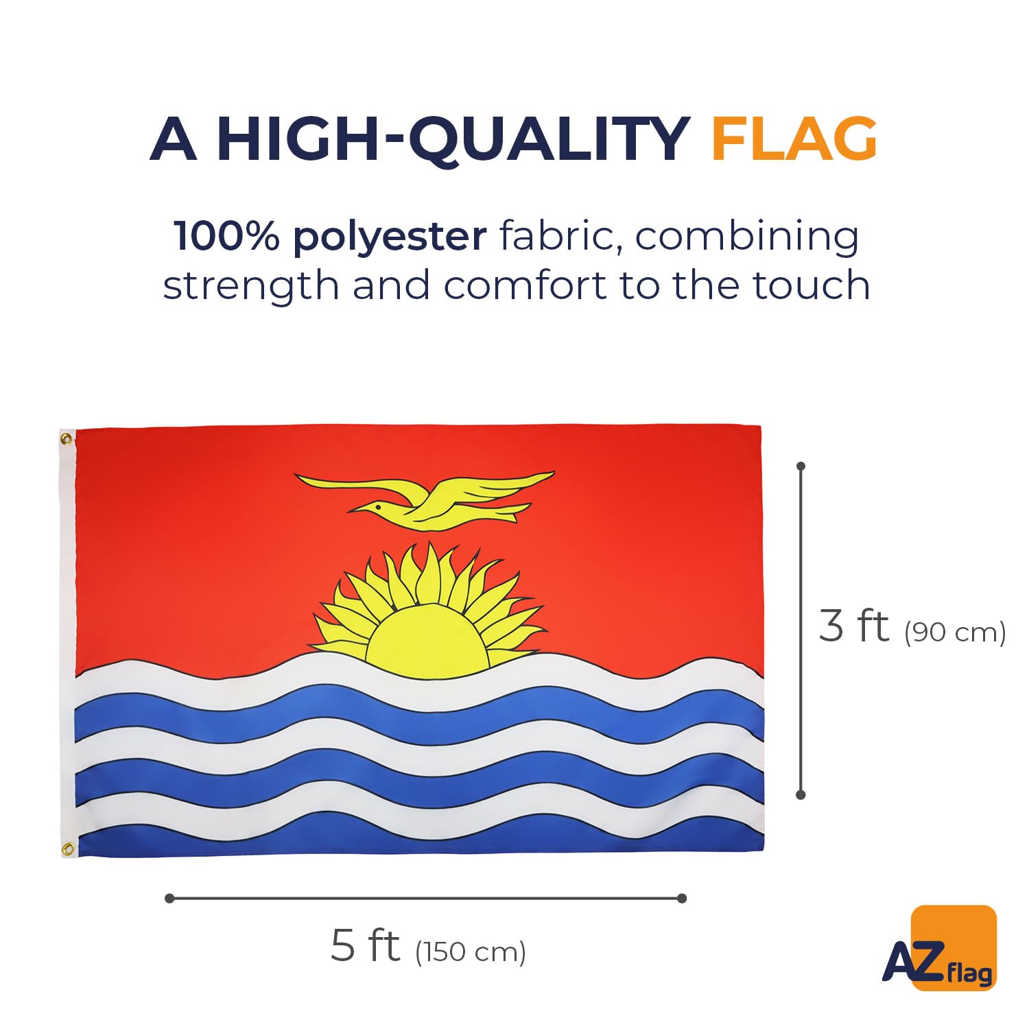 AZ FLAG, Kiribati Flag, 3x5 Ft, Light Polyester Kiribati Banner with Two Brass Eyelets, Fade Resistant, Vivid Colors - Image 2